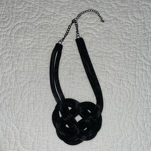New Nordstrom black mesh metal love knot necklace